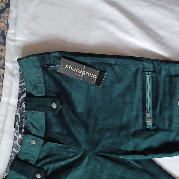 Sharagano "Ellen" Dark Teal Stretch Velvet Corduroy Bootcut Pants NEW Sz. 4 - Picture 4 of 8